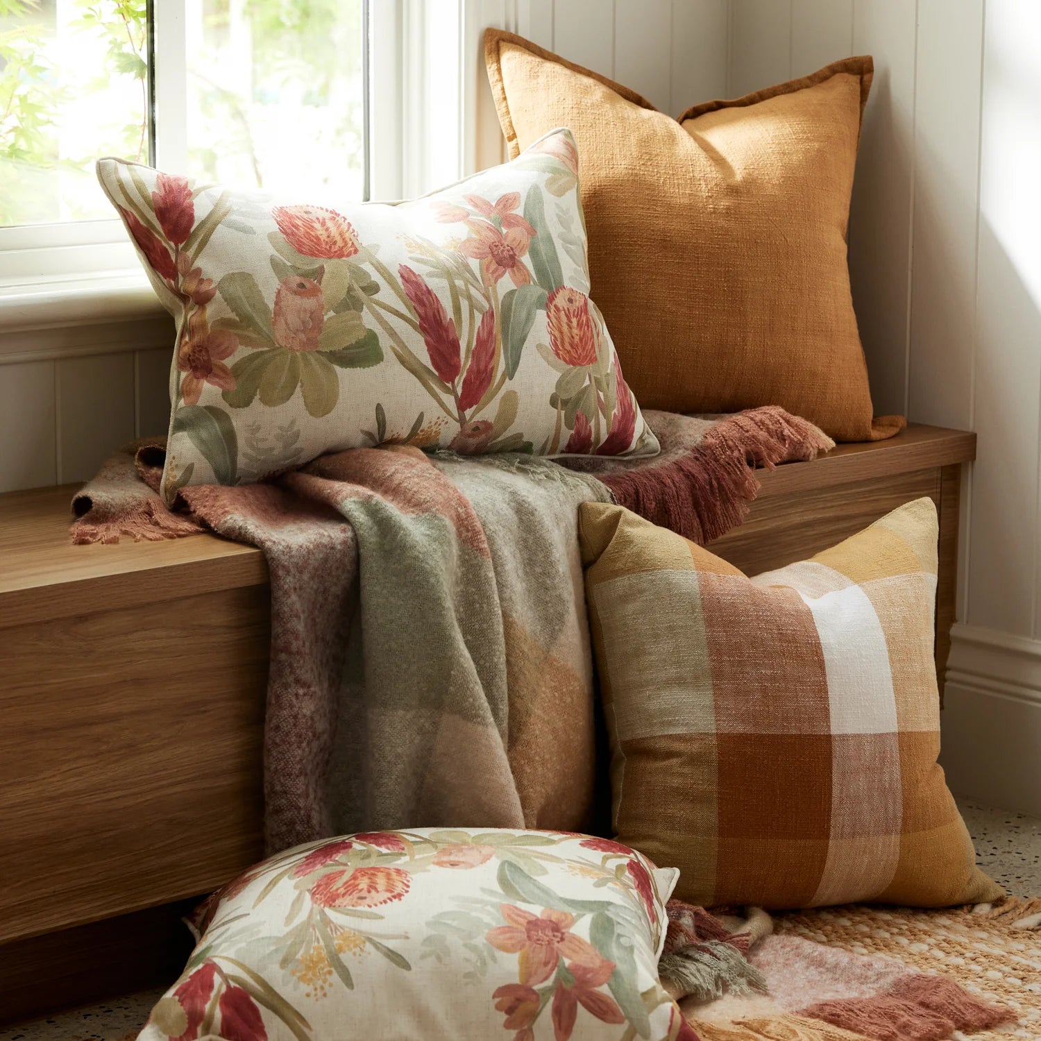 Madras Dana Throw Rug - Rust - The Tribe - Swan Valley